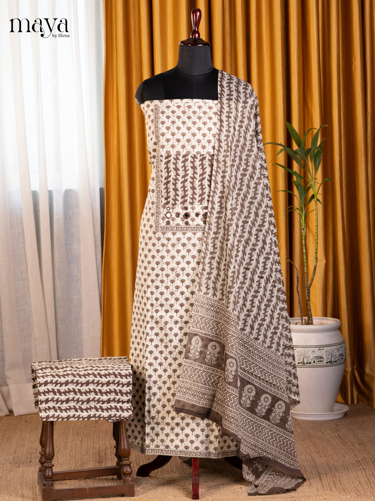 Cream - Cotton salwar