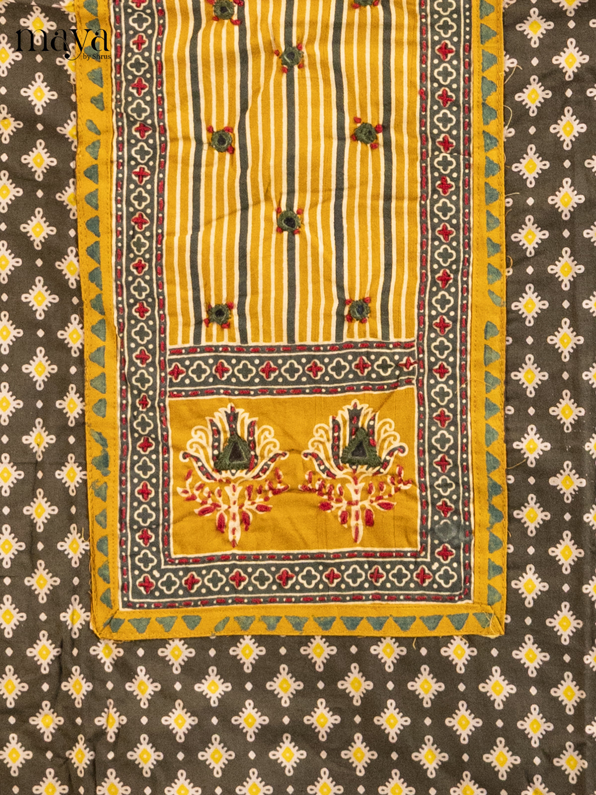 Green & Mustard - Ajrakh Salwar Unstitch