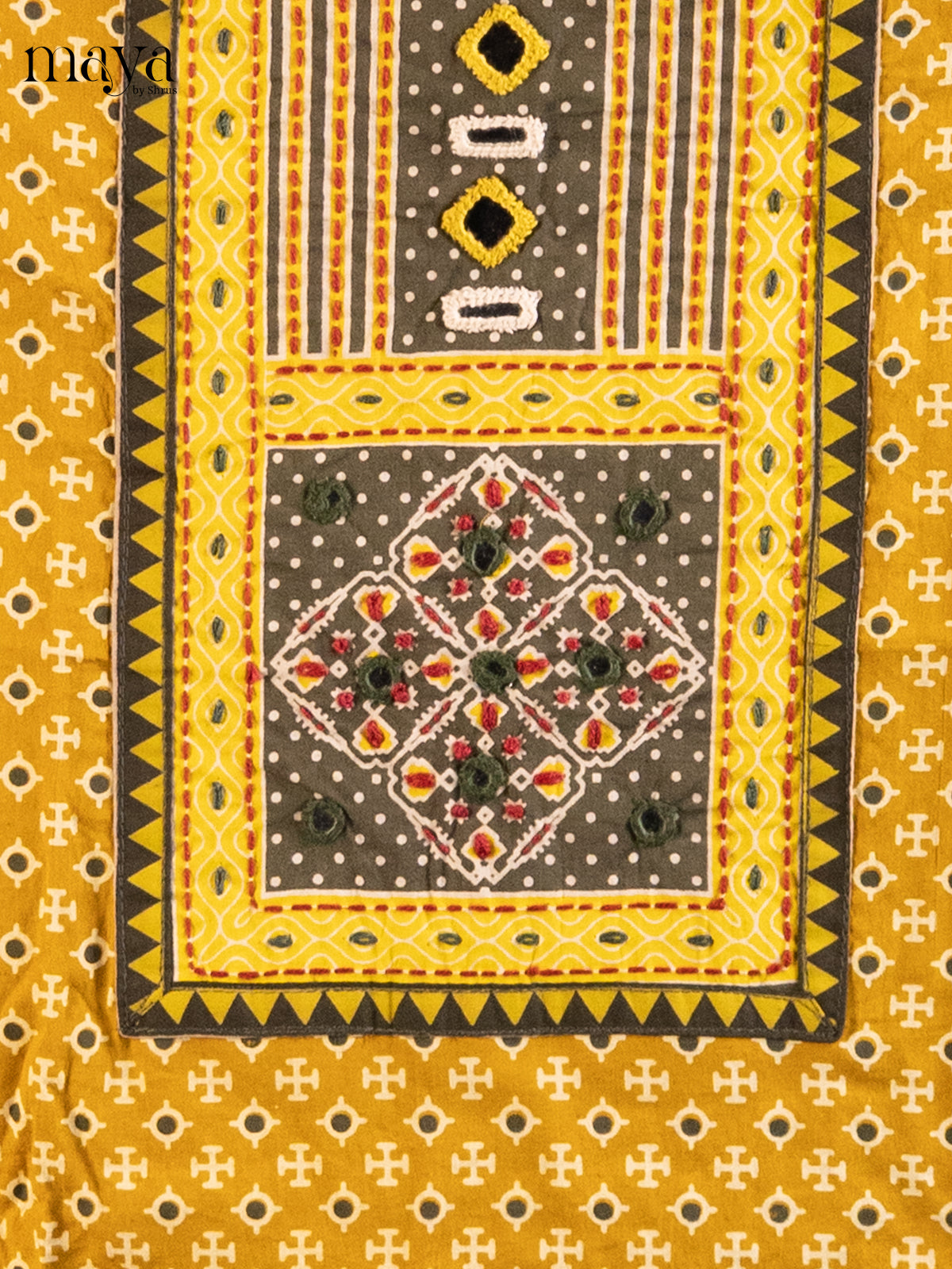 Mustard & Green- Ajrakh Salwar Unstitch