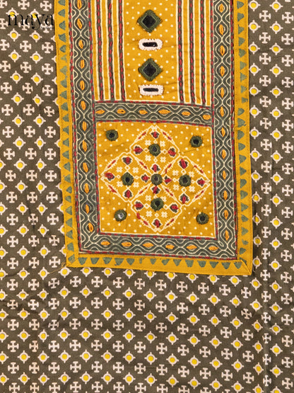 Green & Mustard - Ajrakh Salwar Unstitch
