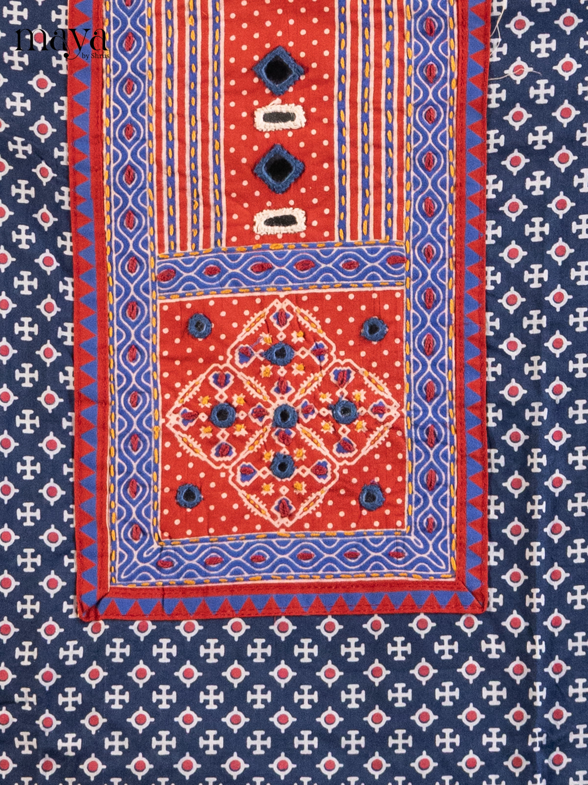 Blue & Red - Ajrakh Salwar Unstitch