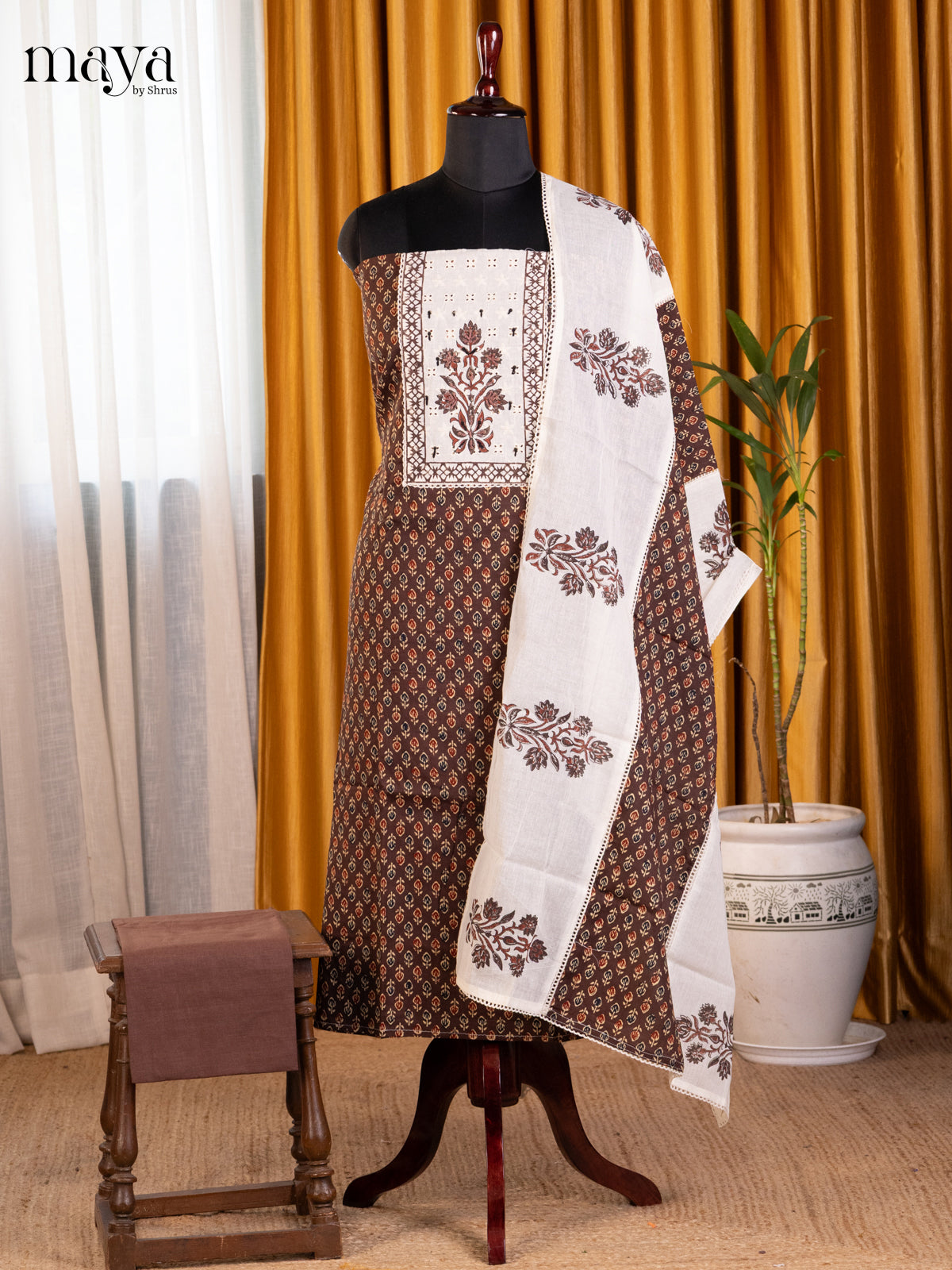 Brown & Cream - Cotton salwar