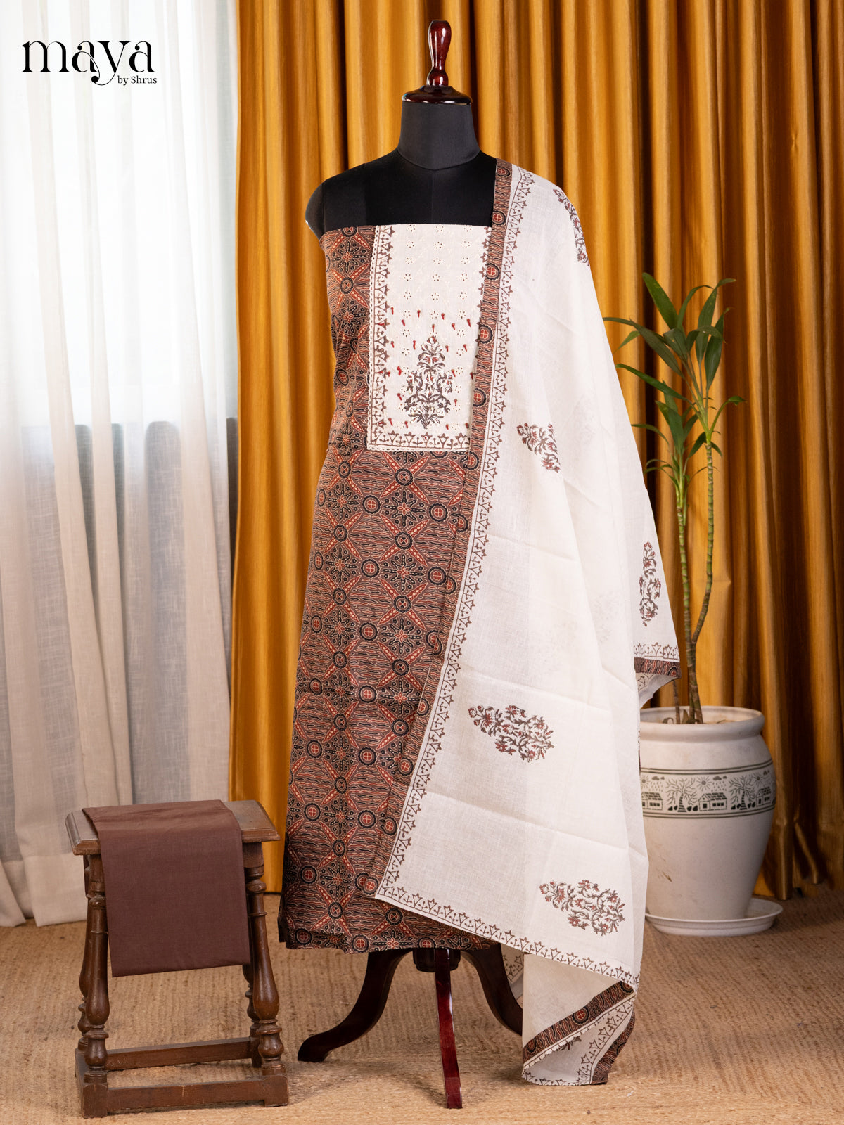 Brown & Cream - Cotton salwar