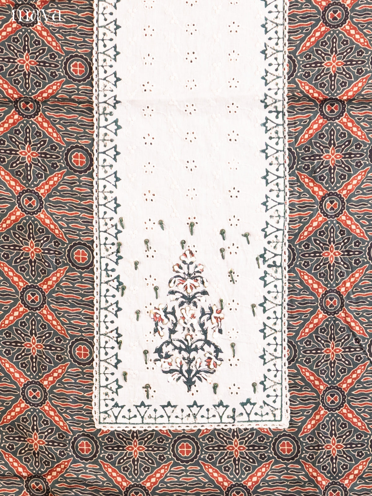 Dark Green & Cream- Cotton salwar