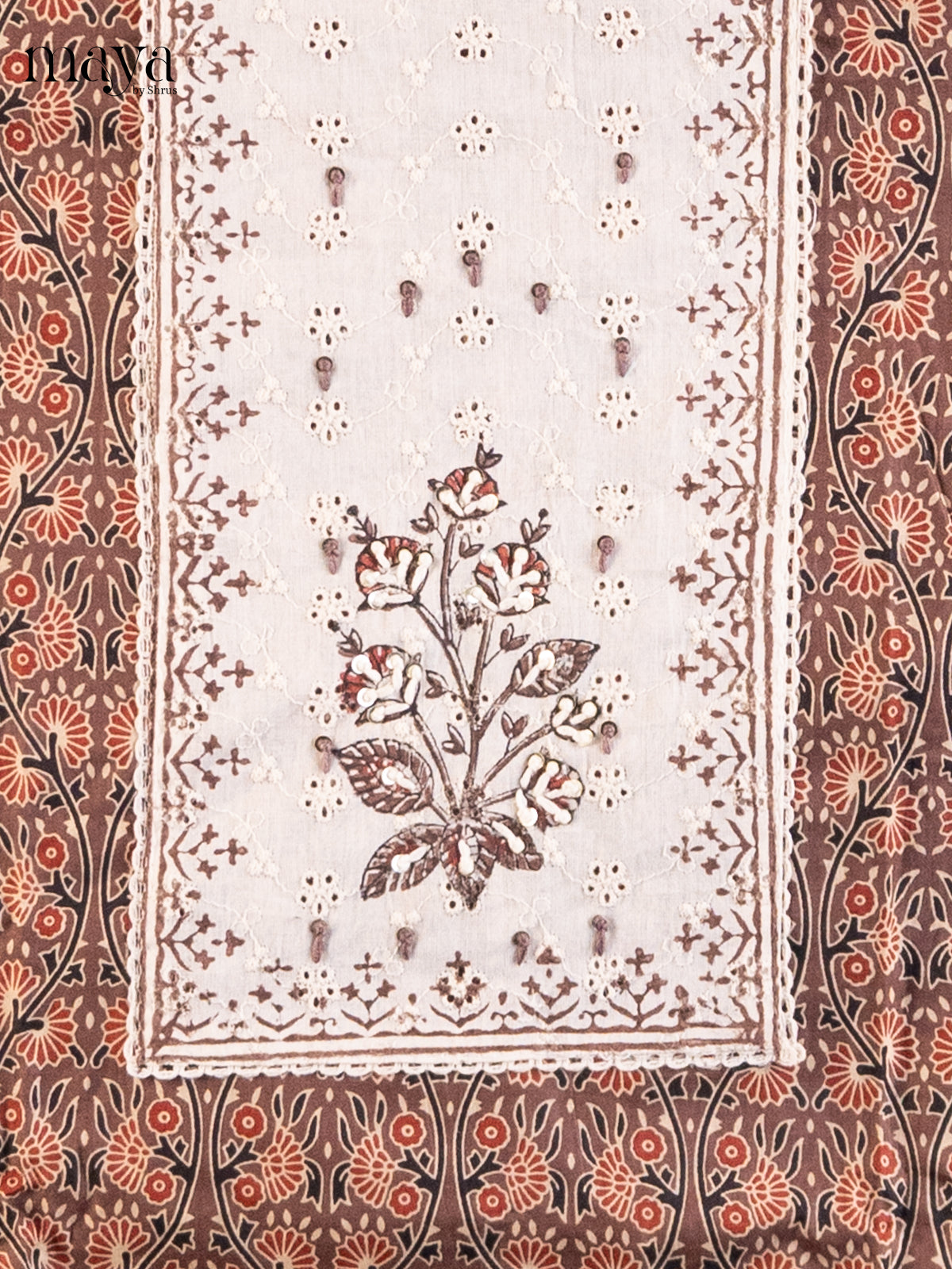 Brown & Cream- Cotton salwar