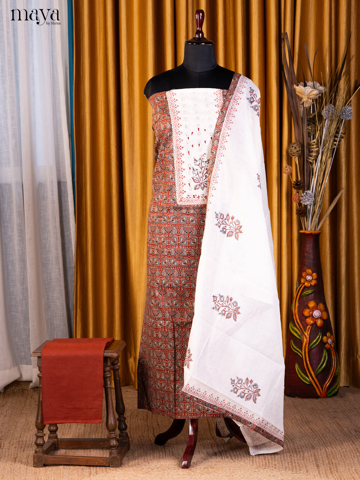 Rust & Cream- Cotton salwar