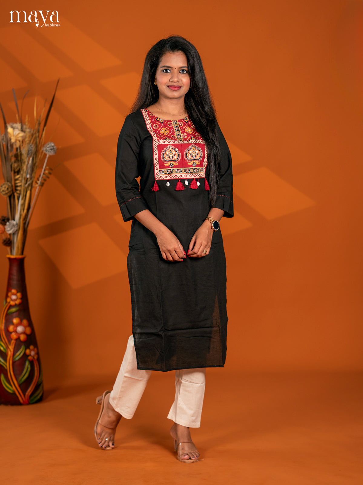 Black Ajrakh Printed Cotton Kurti