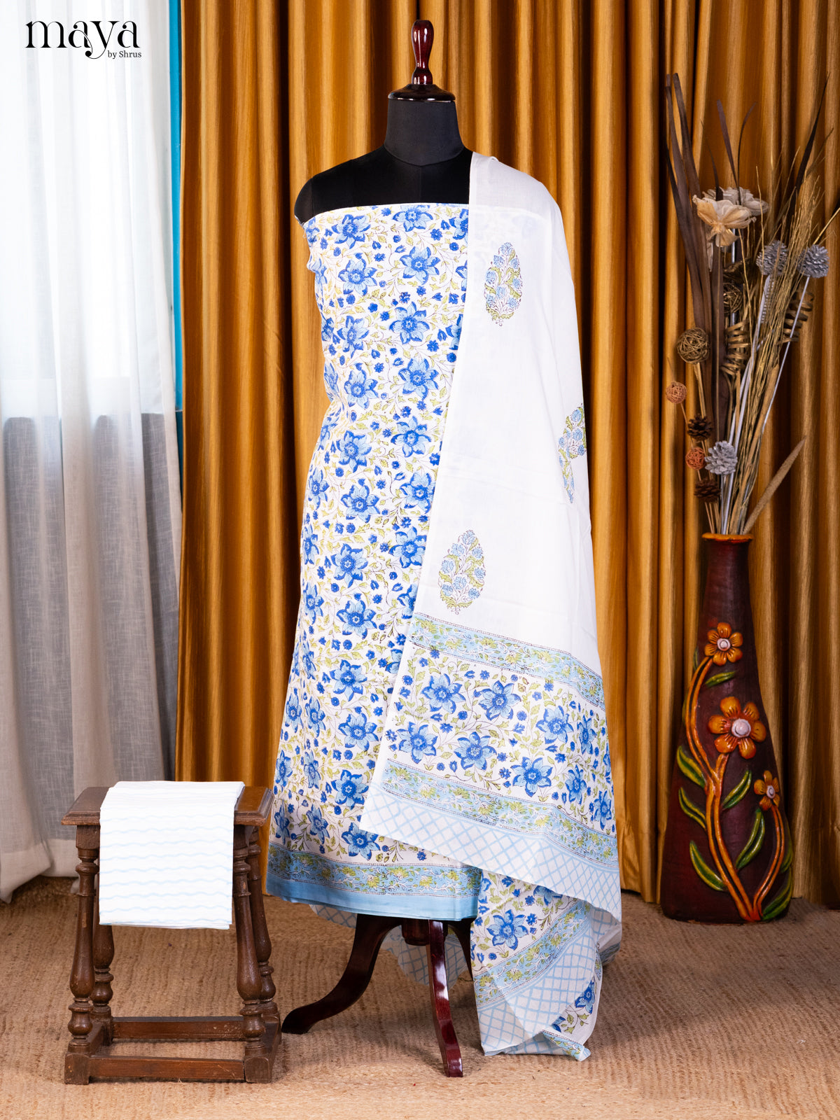 White & Blue - Cotton salwar