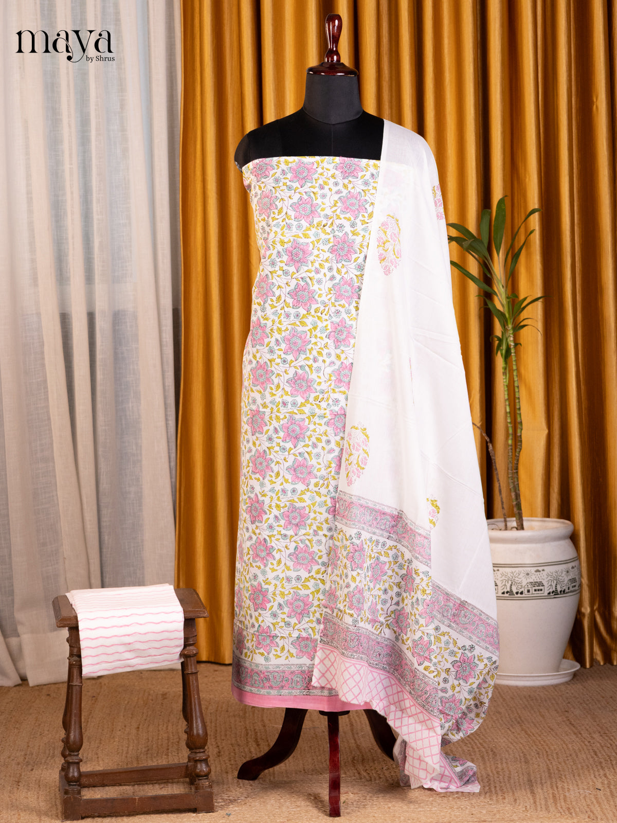 Cream & Purple - Cotton salwar