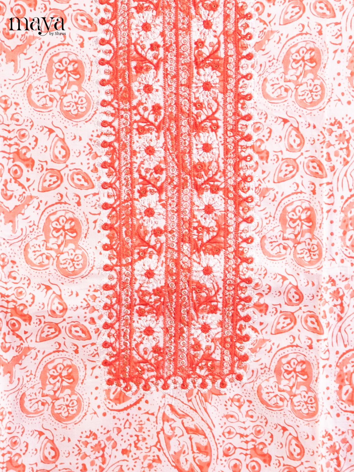 White & Orange- Cotton salwar