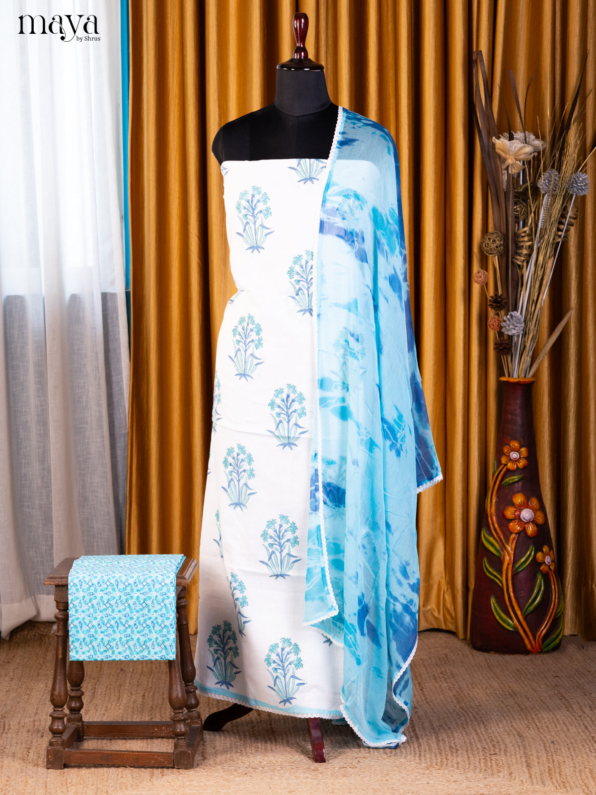 White & Blue - Cotton salwar