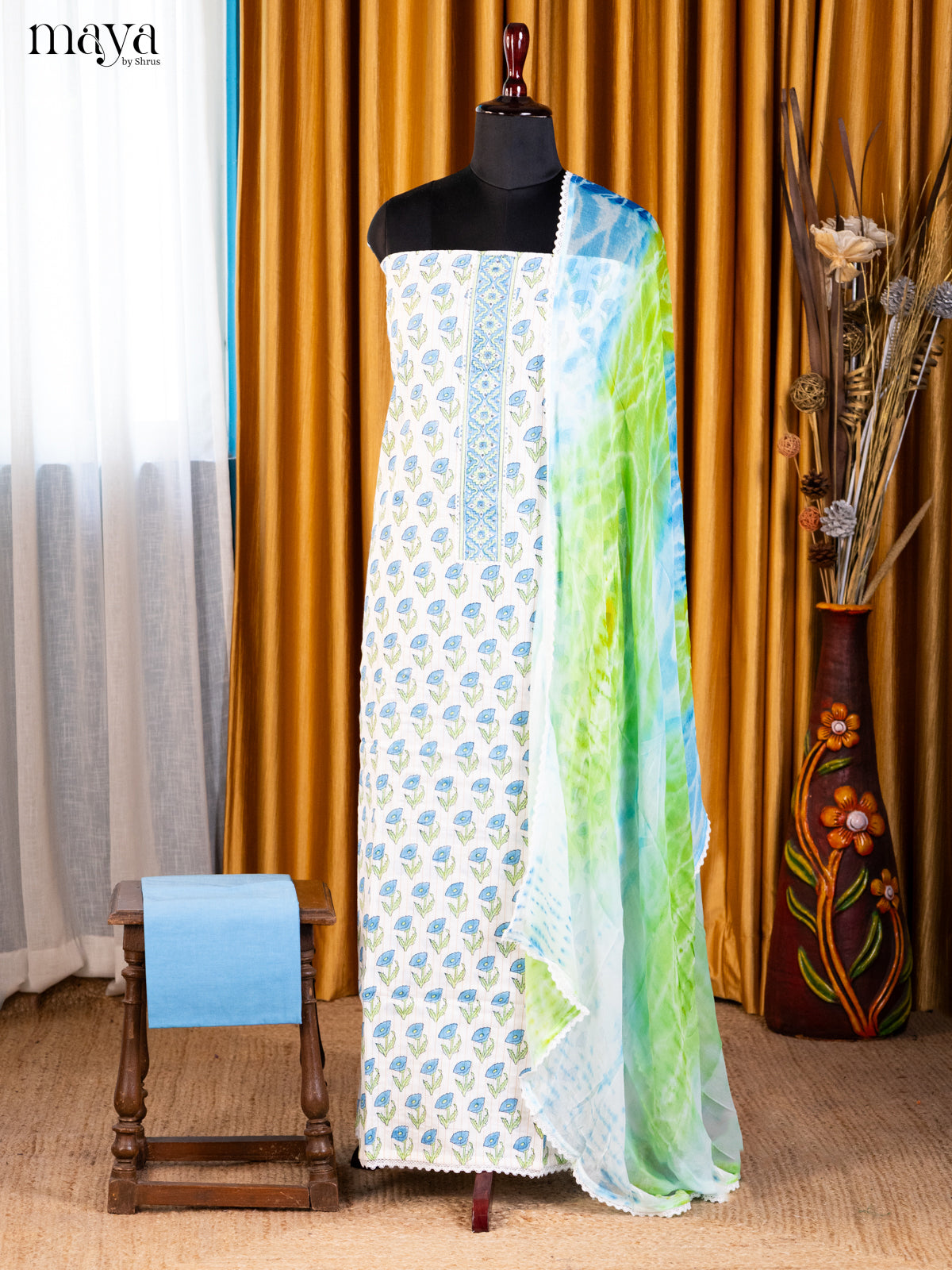 White & Blue- Cotton salwar