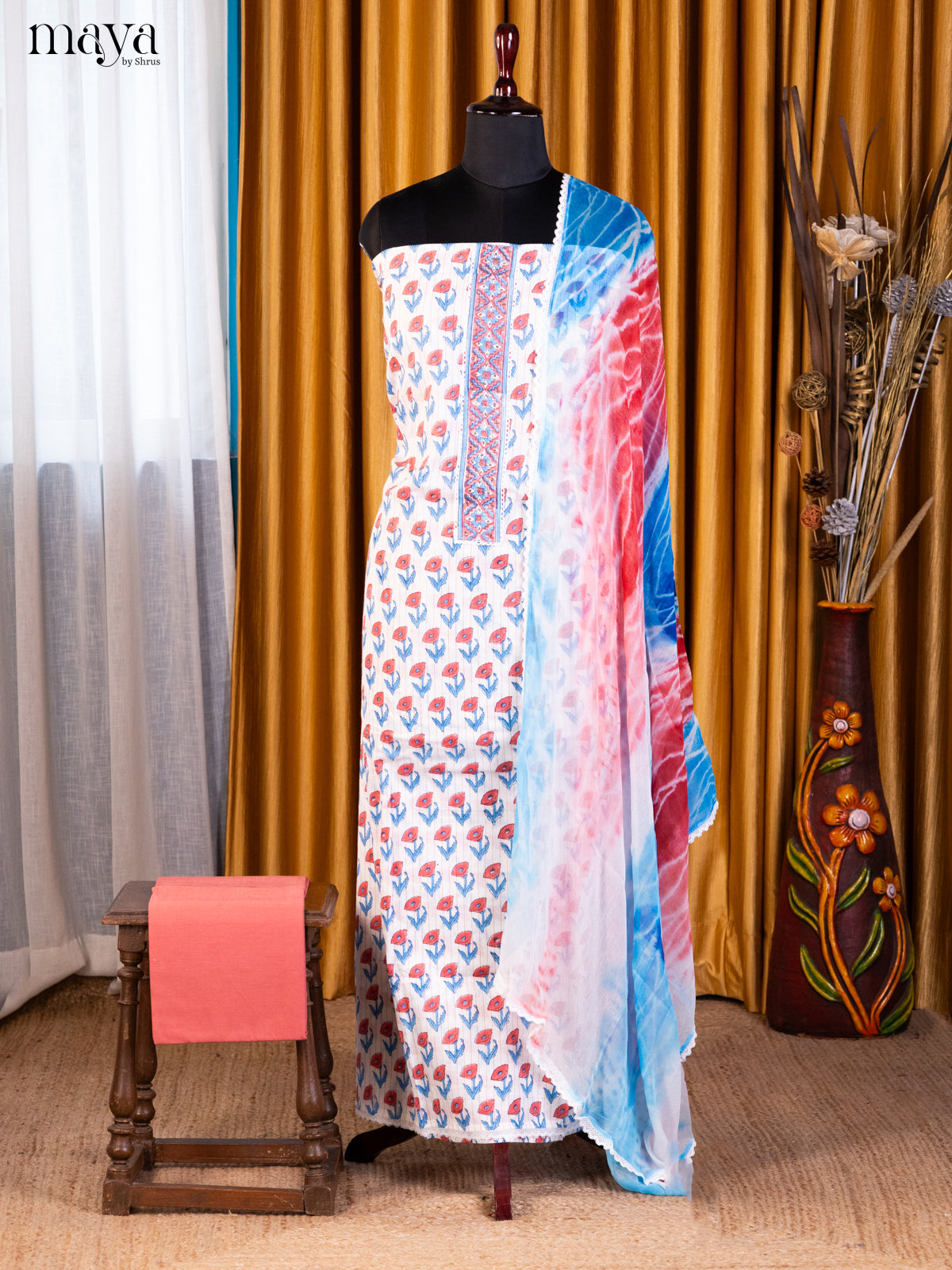White & Peach - Cotton salwar