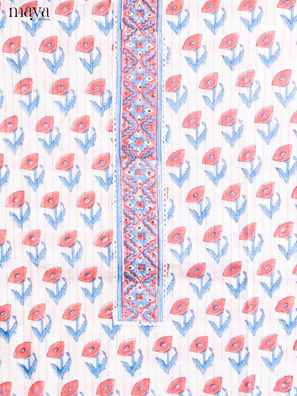 White & Peach - Cotton salwar