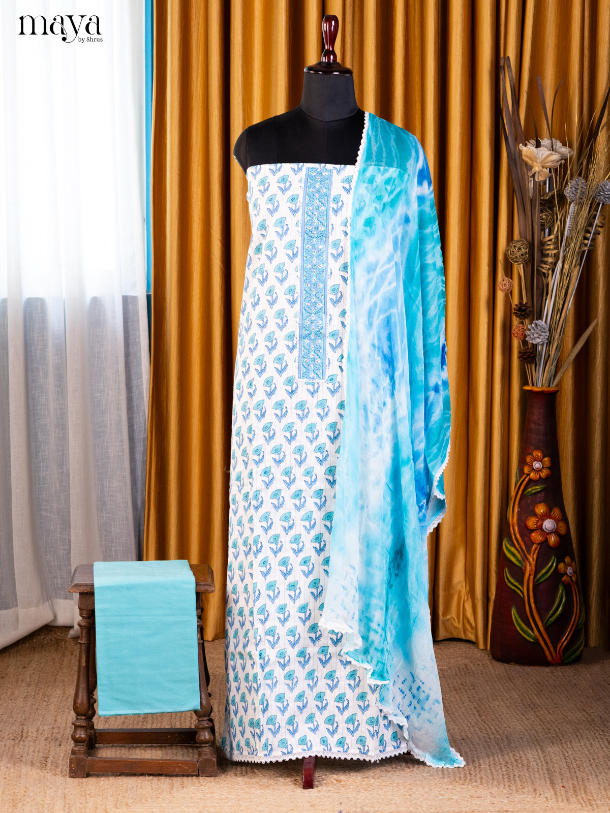 White & Blue - Cotton salwar
