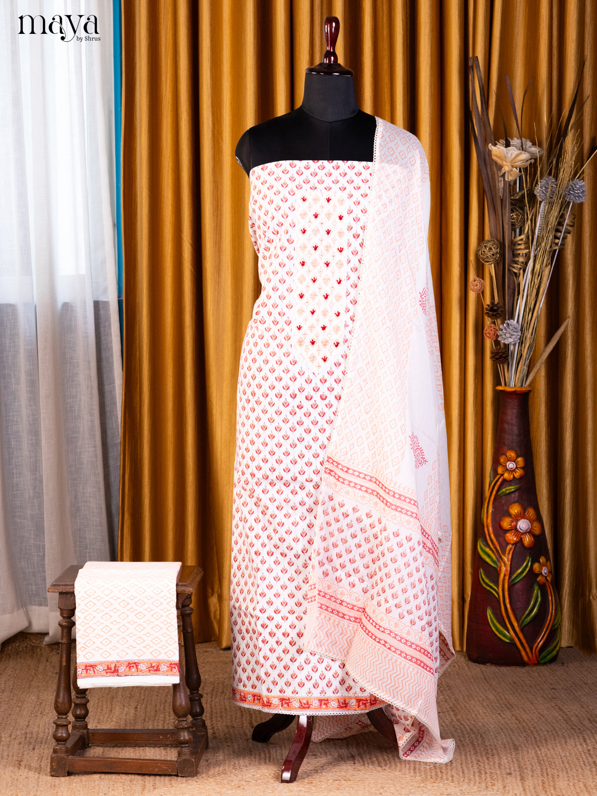 Cream & Pink- Cotton salwar
