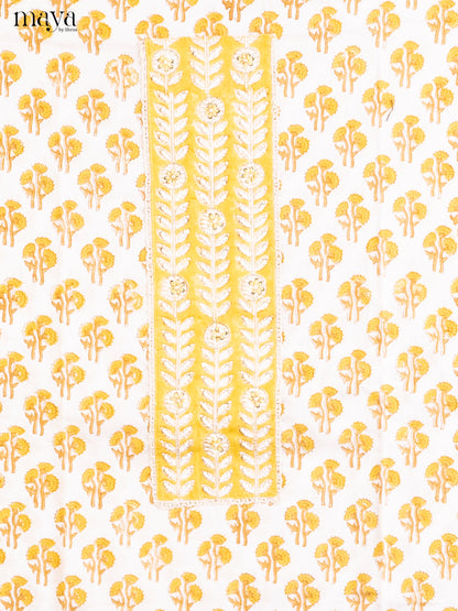 Cream  & Yellow- Cotton salwar