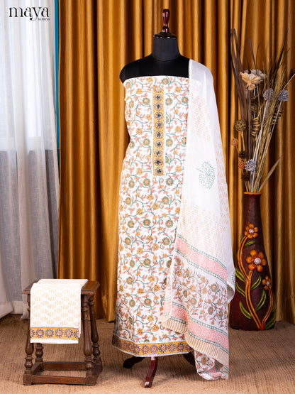 White & mustard- Cotton salwar