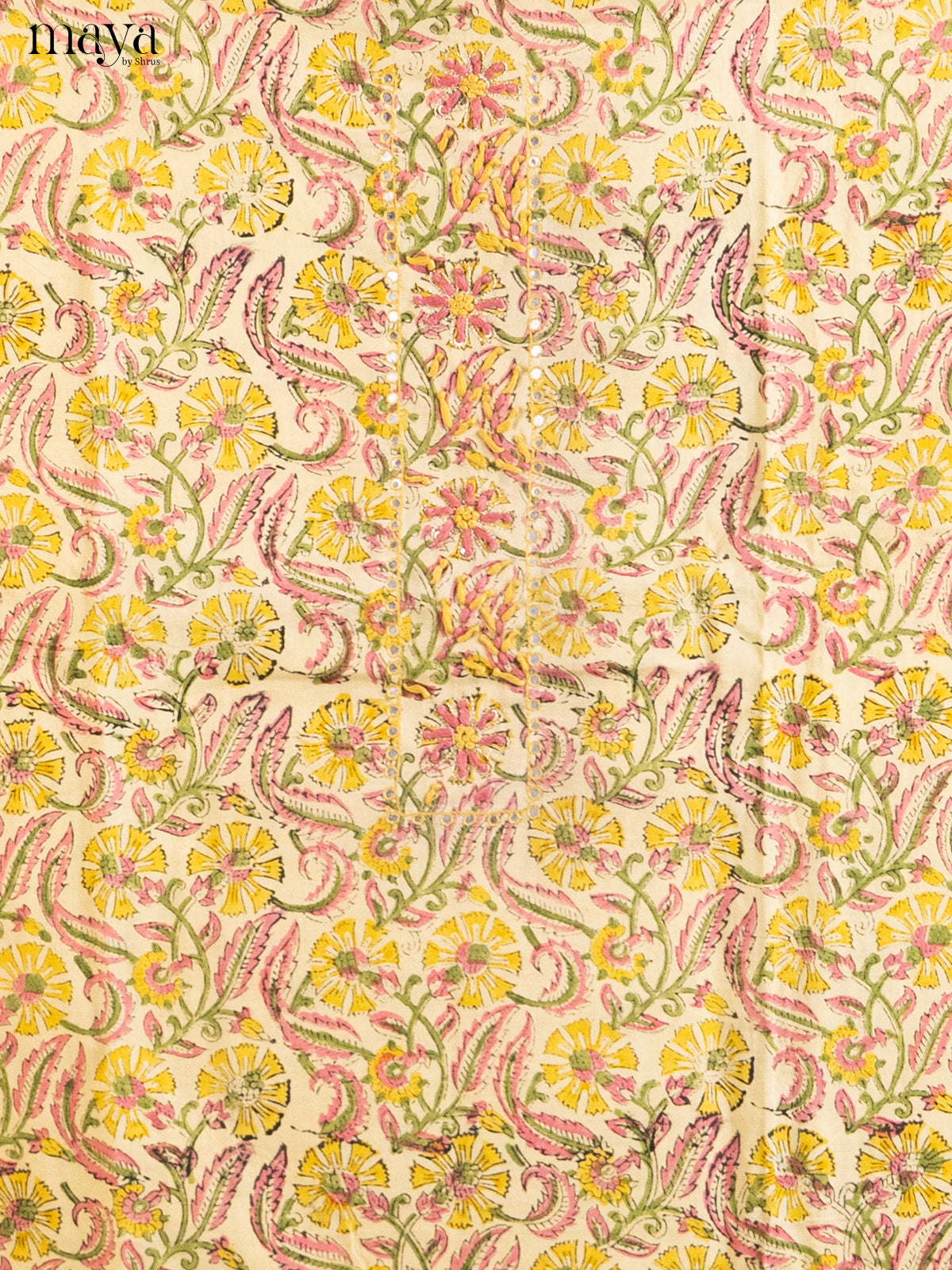Cream & Yellow- Cotton salwar