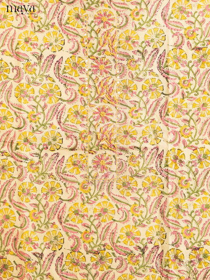 Cream & Yellow- Cotton salwar