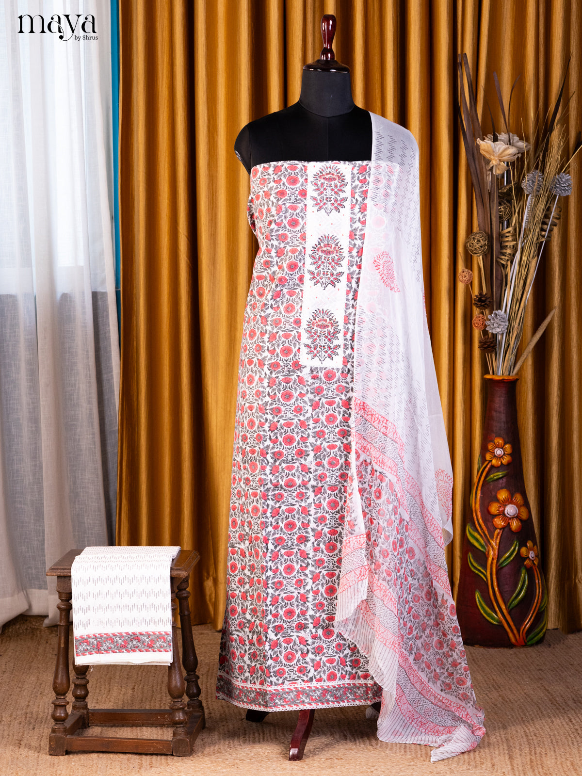 Cream & Pink- Cotton salwar