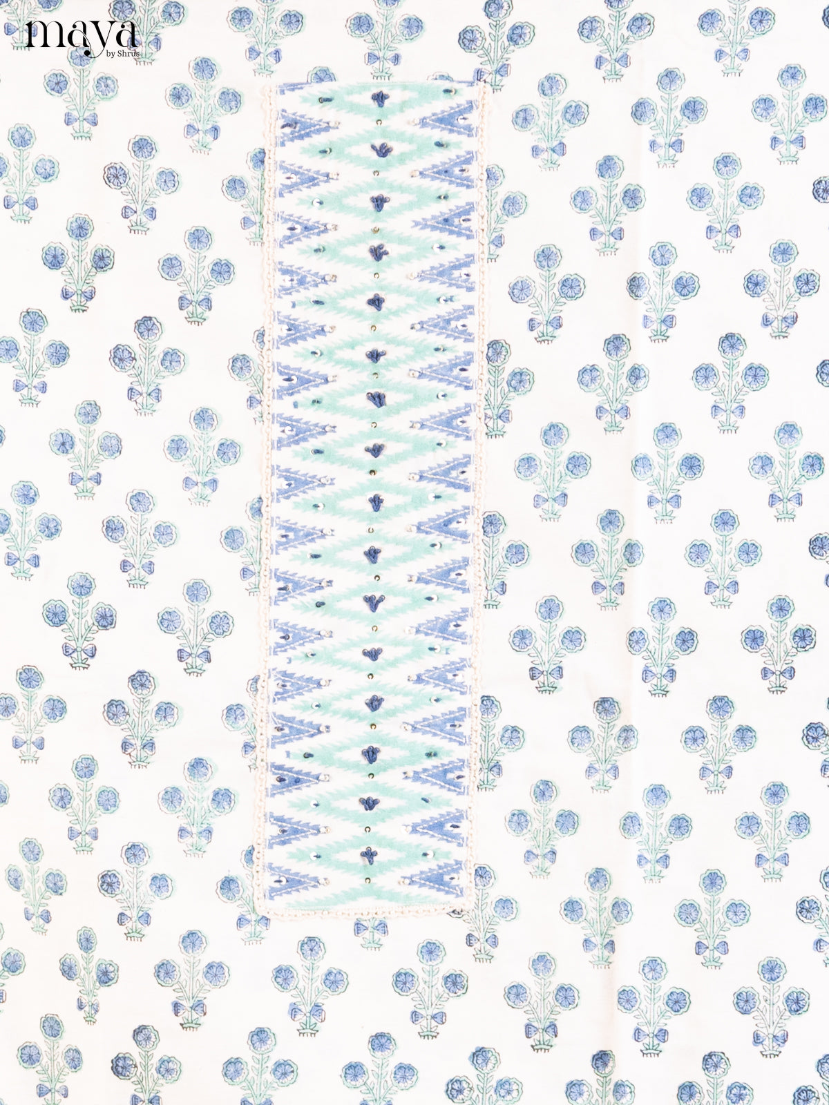 Cream & Blue - Cotton salwar