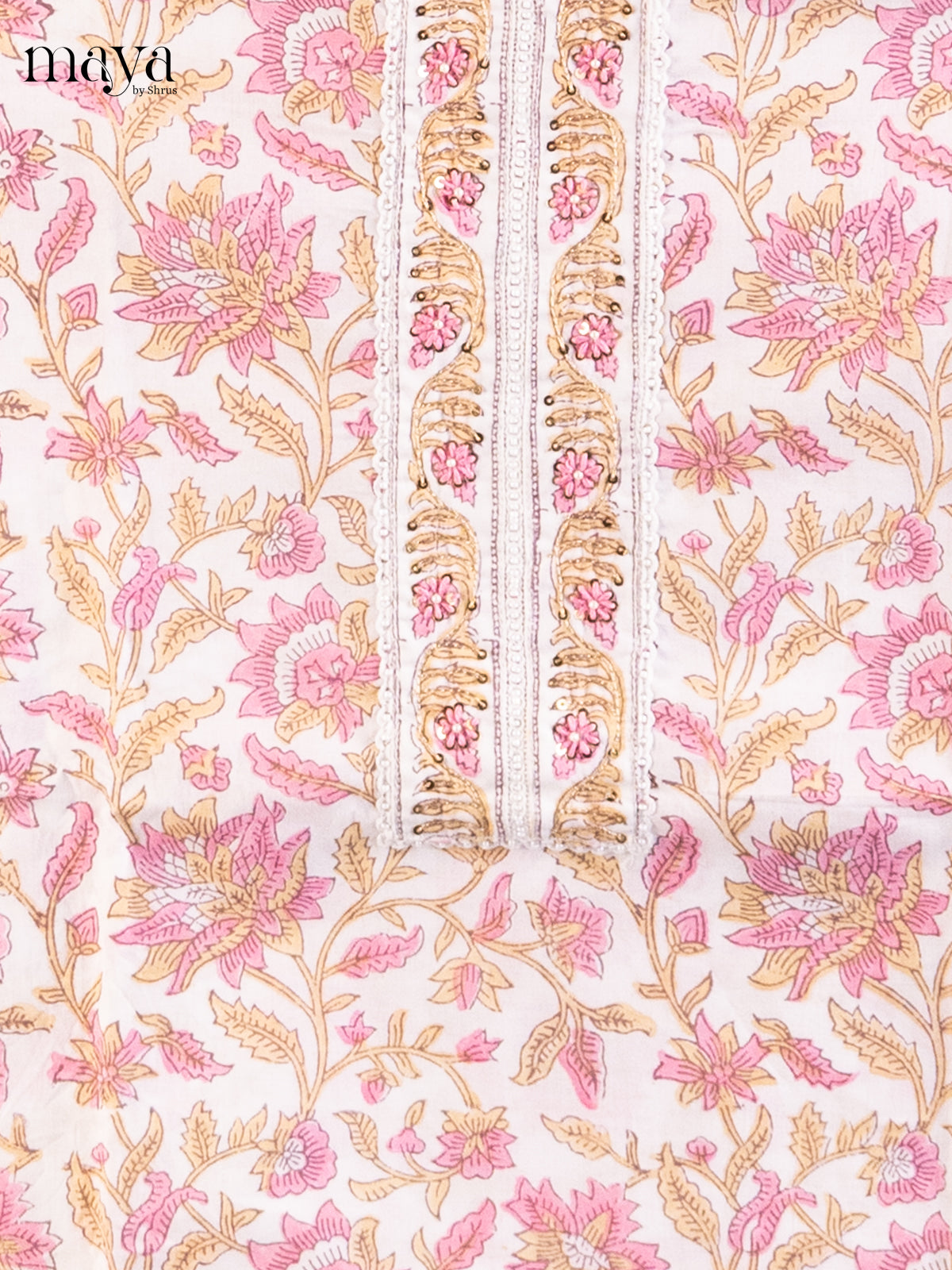 Cream &  Pink - Cotton salwar