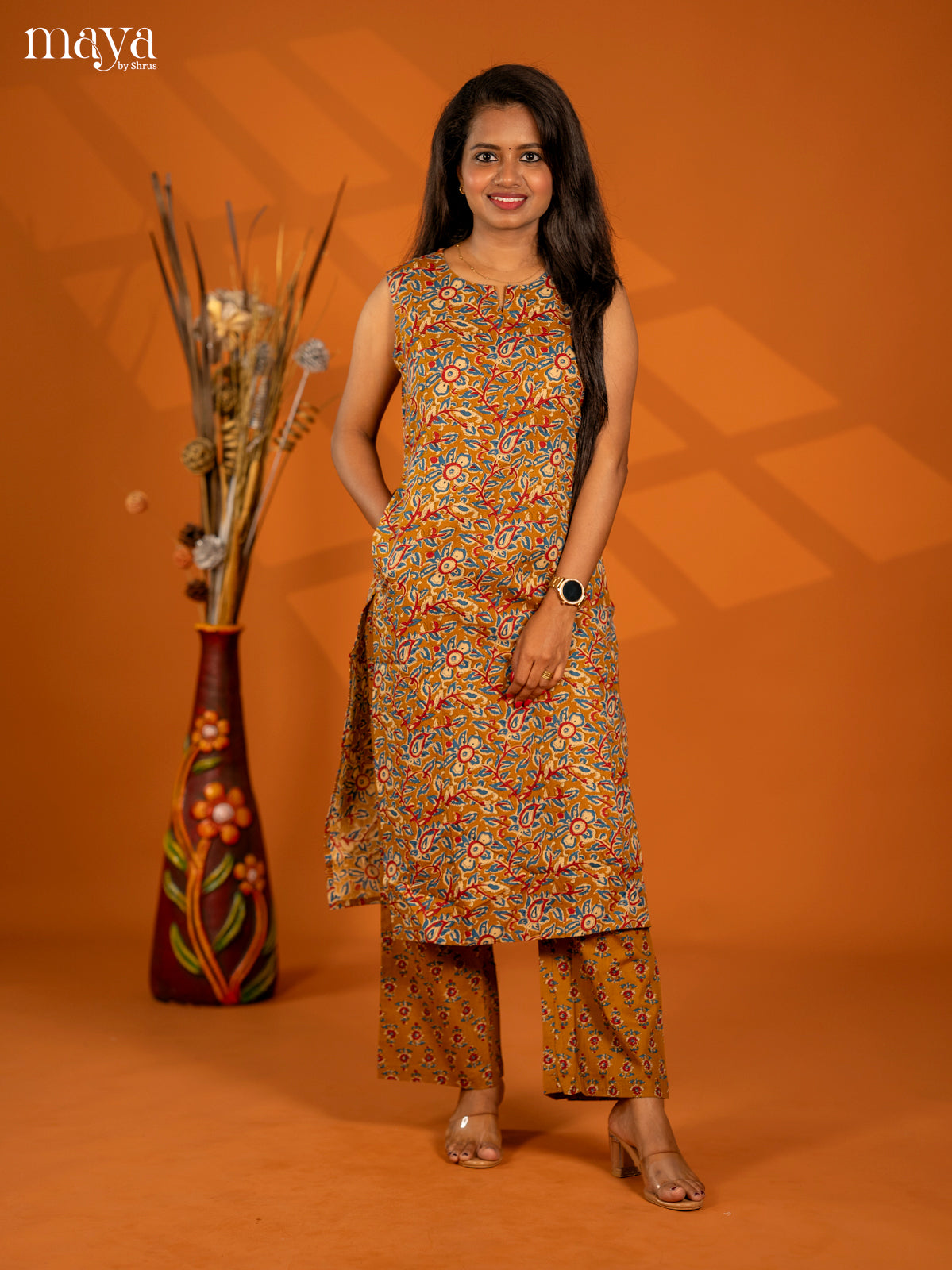 Mustrad Cotton 2pc Kalamkari Print Salwar Suit - Top & Bottom