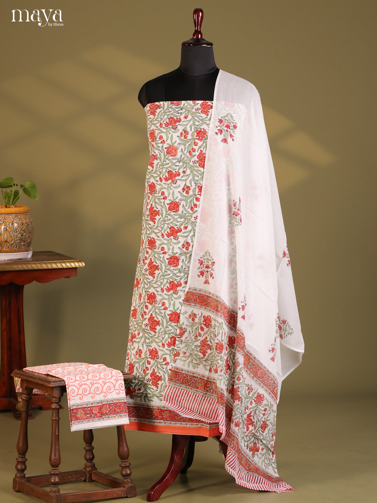 White & Green - Cotton salwar