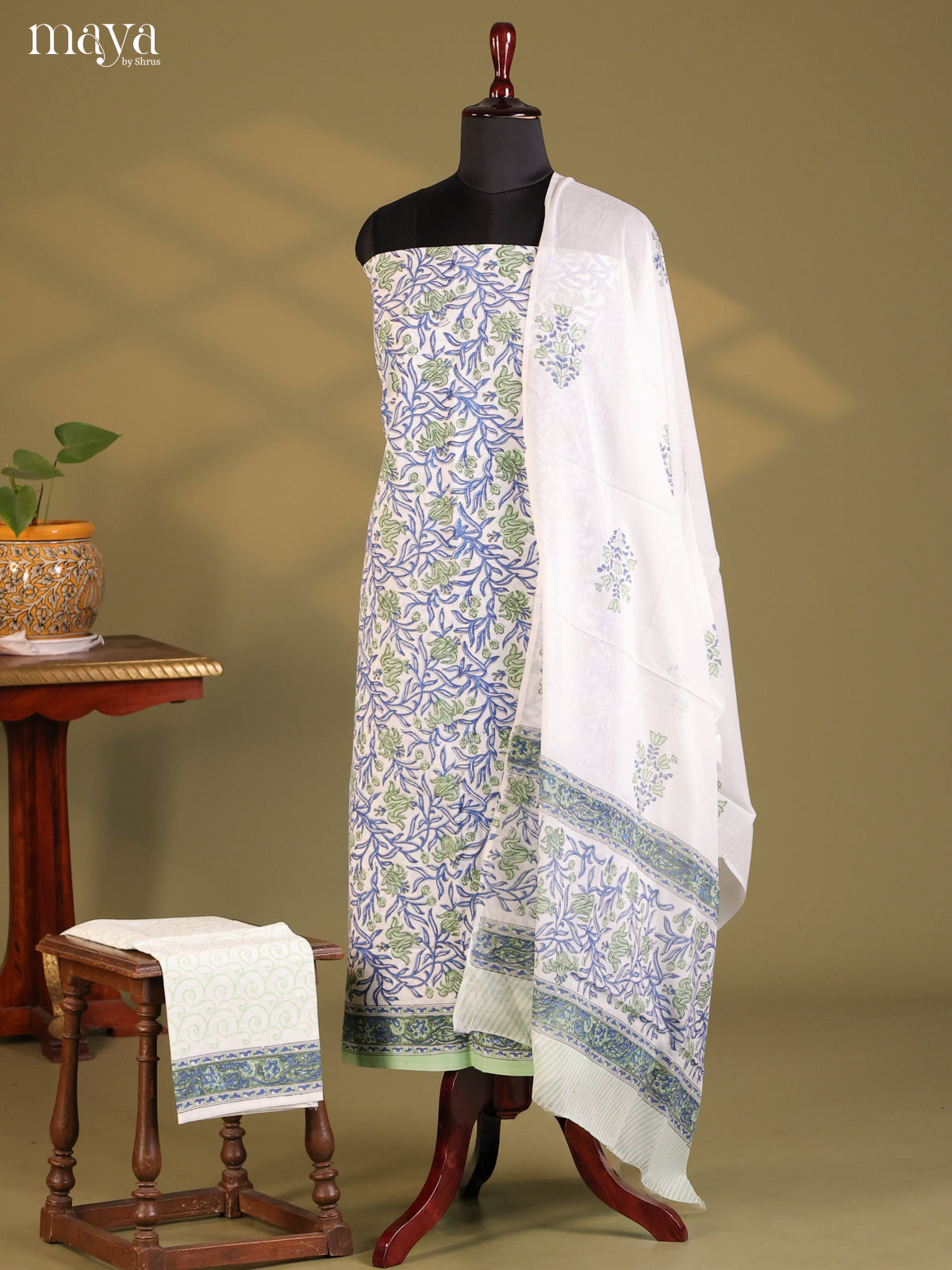 White & Blue - Cotton salwar