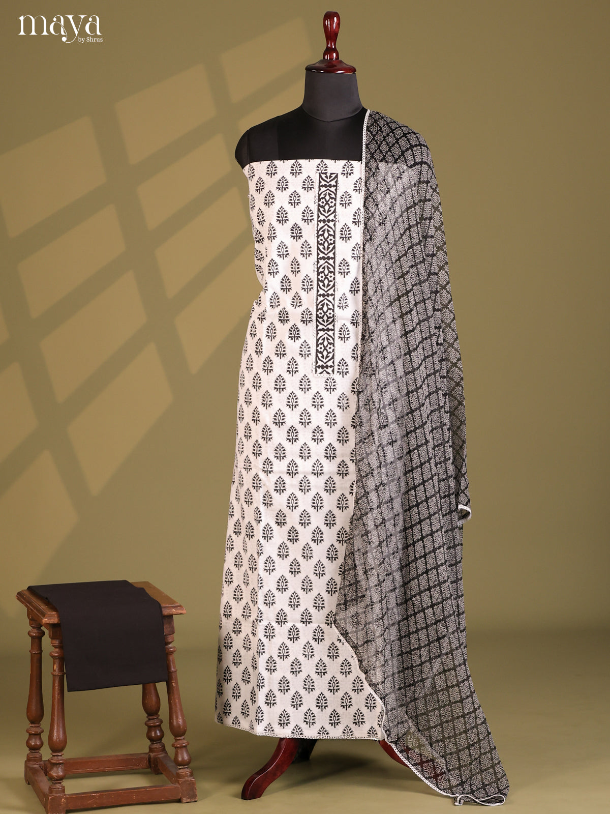 White with Black - Cotton salwar