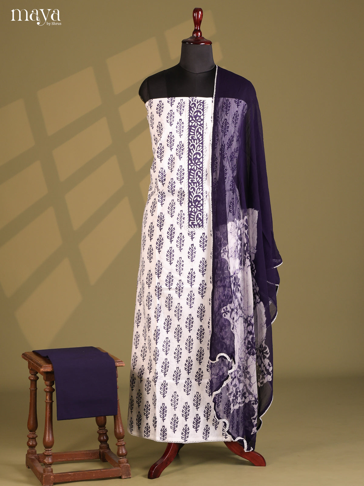 White with Blue - Cotton salwar