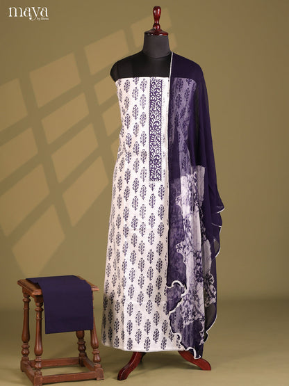 White with Blue - Cotton salwar