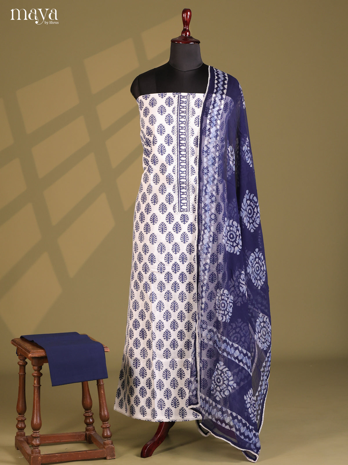 White with Blue- Cotton salwar