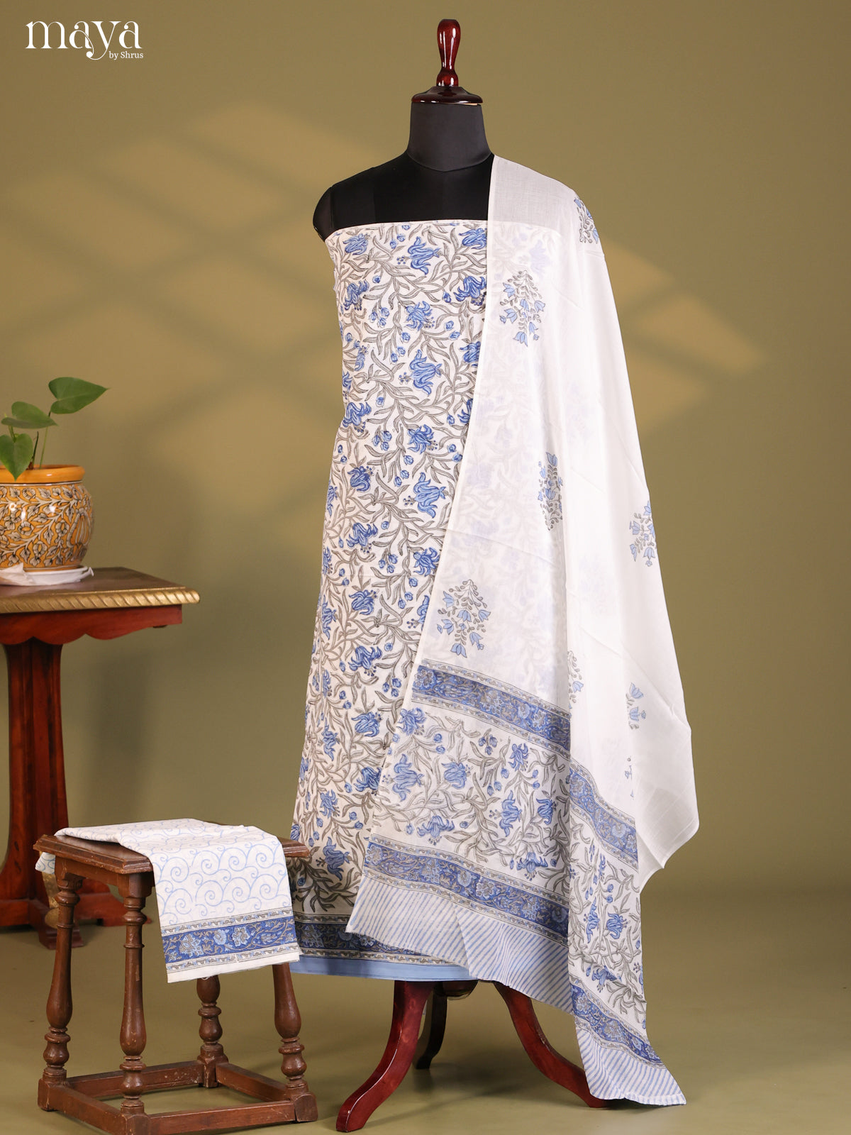 White & Blue - Cotton salwar