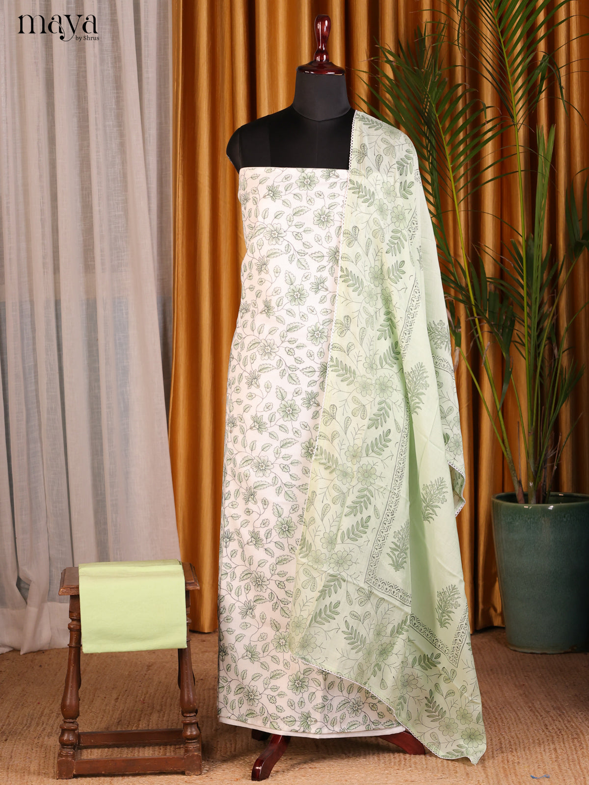 White & Green - Cotton salwar