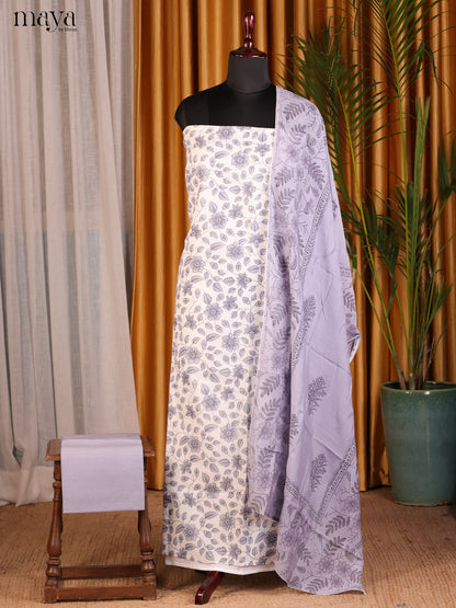 White & Lavender - Cotton salwar