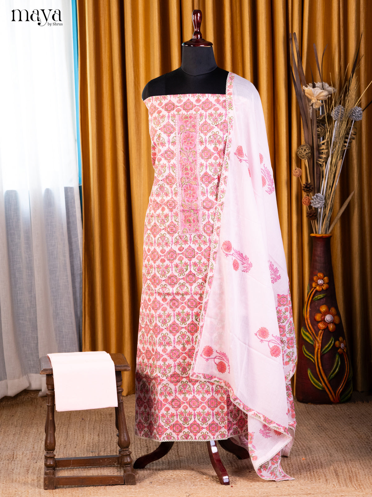 Pink & Cream- Cotton salwar