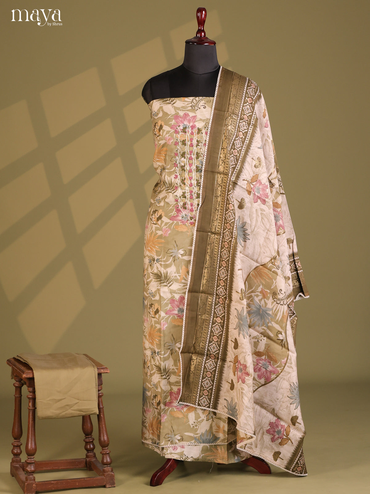 Chutney Green & Cream- Cotton salwar
