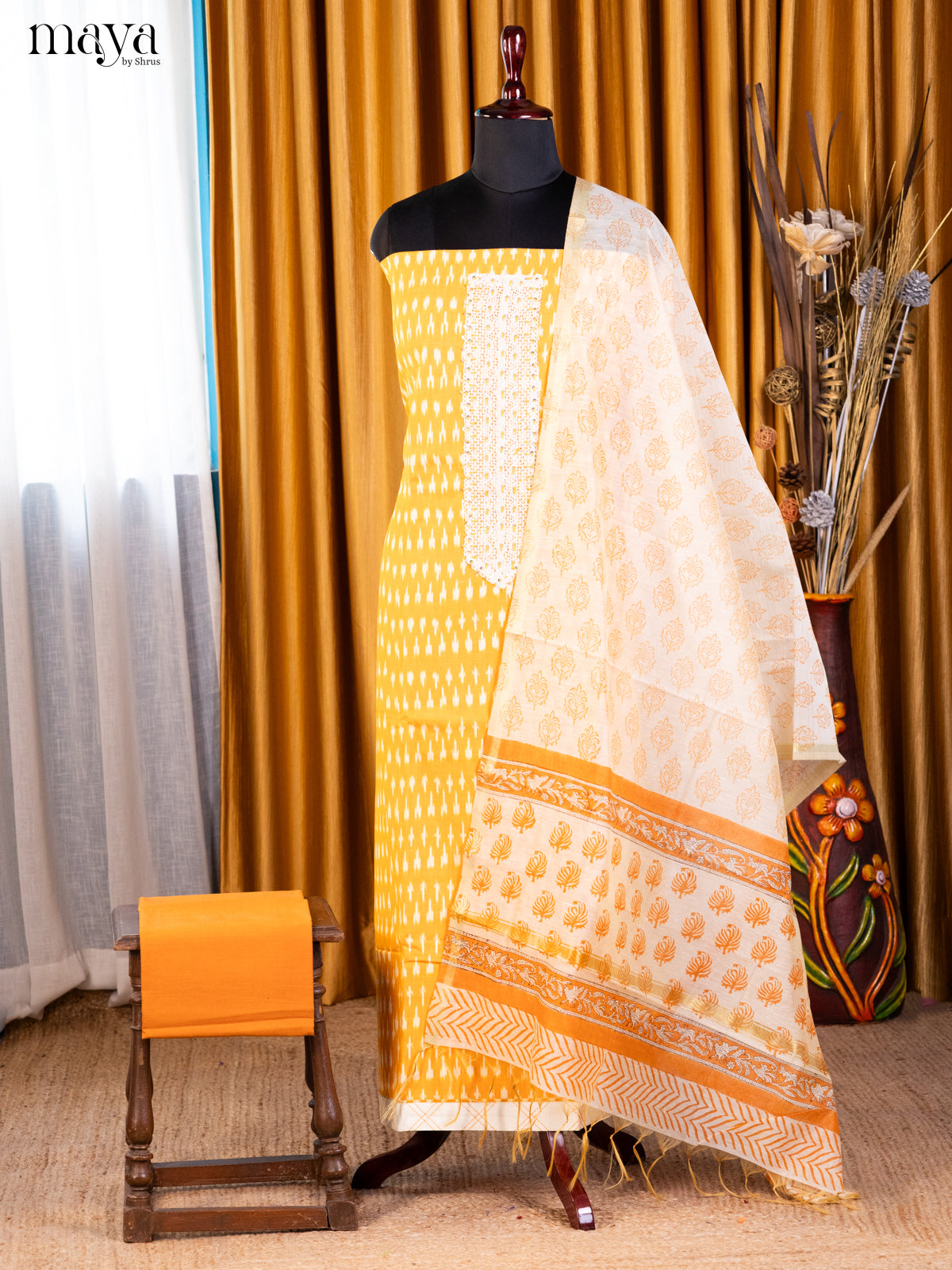 Mustard with Cream- Cotton salwar