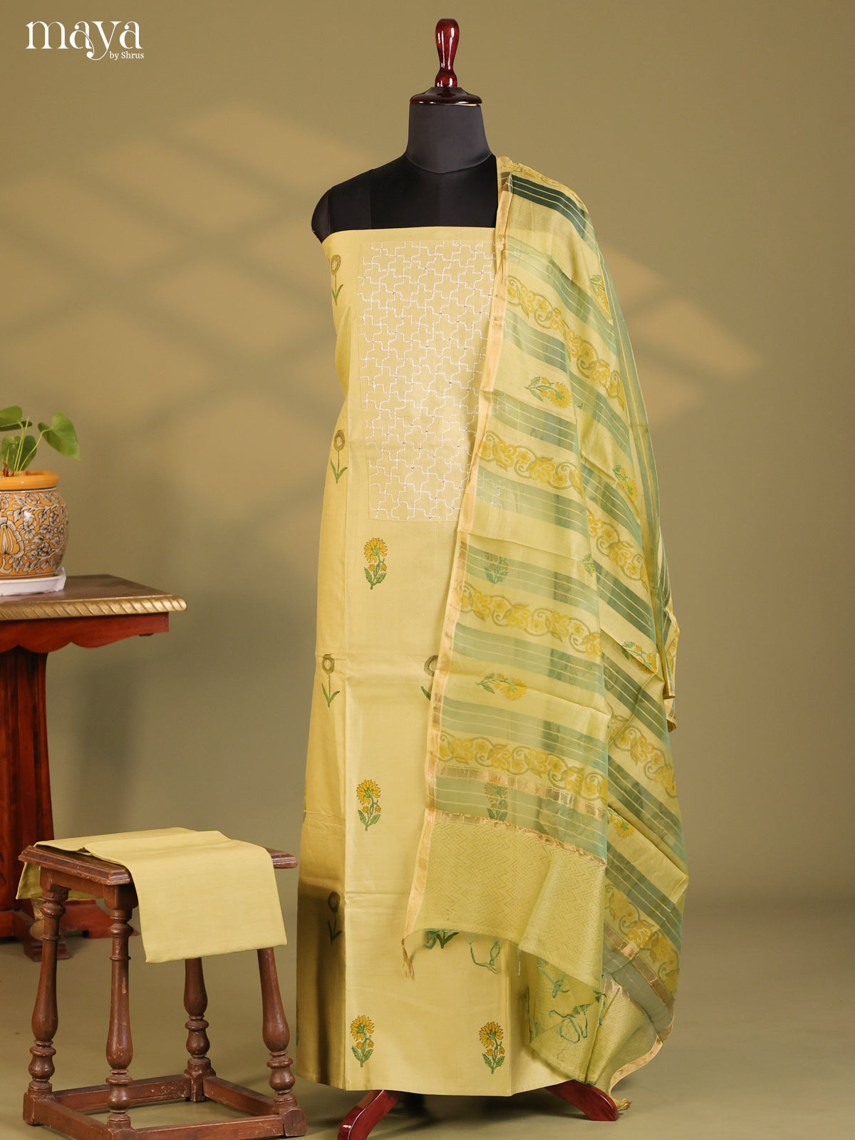 Mustardy Green - Cotton salwar