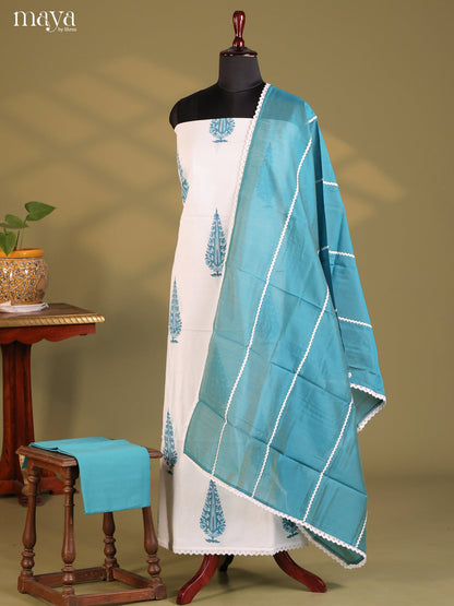 White & Blue - Cotton salwar