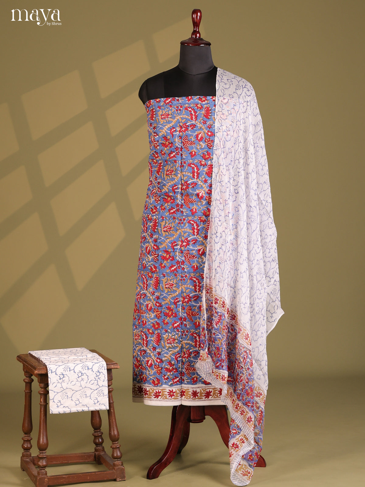 Blue with White - Cotton salwar