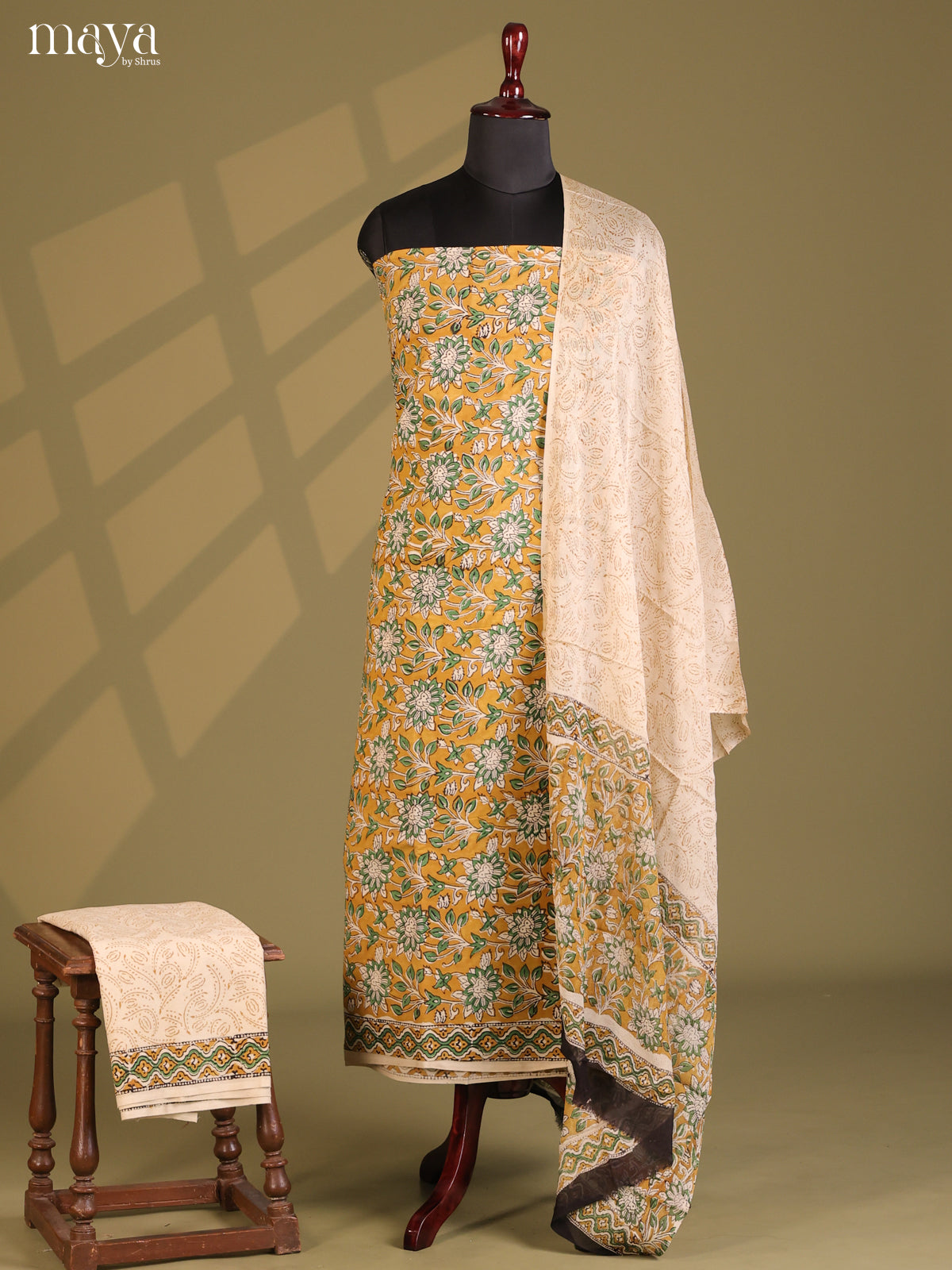 Yellow & Cream - Cotton salwar