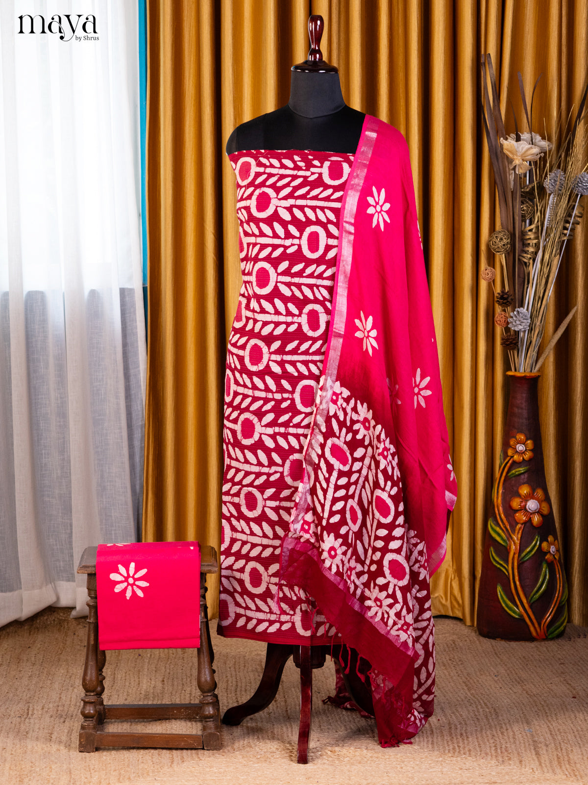 Maroon & Red- Cotton salwar