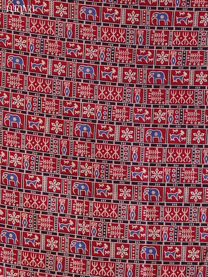 Maroon & Blue - Ajrakh Salwar Unstitch