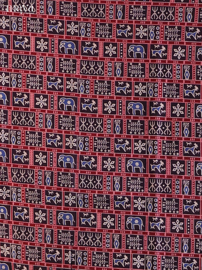 Blue & Maroon - Ajrakh Salwar Unstitch
