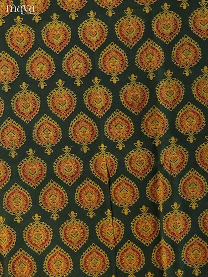 Green with Yellow- Ajrakh Salwar Unstitch