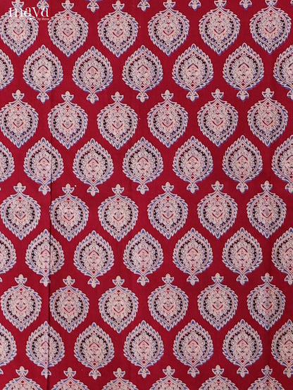 Red with blue - Ajrakh Salwar Unstitch