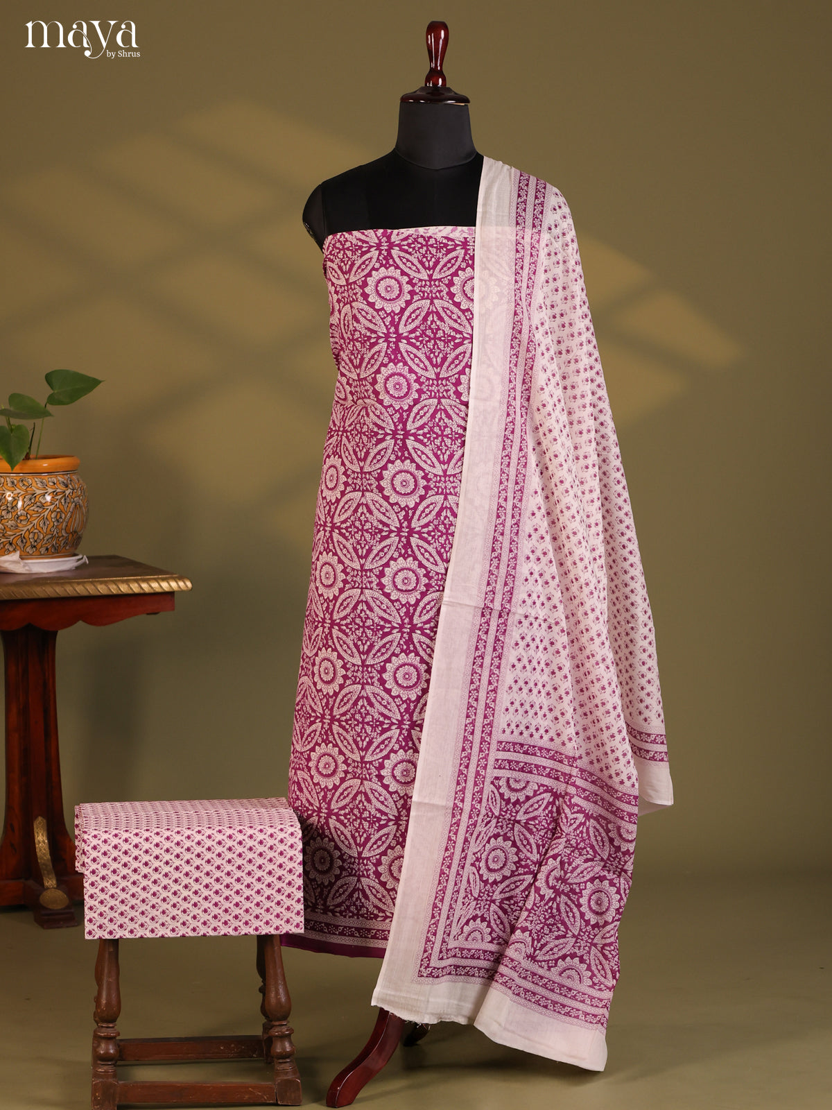 Purple & Cream- Cotton salwar